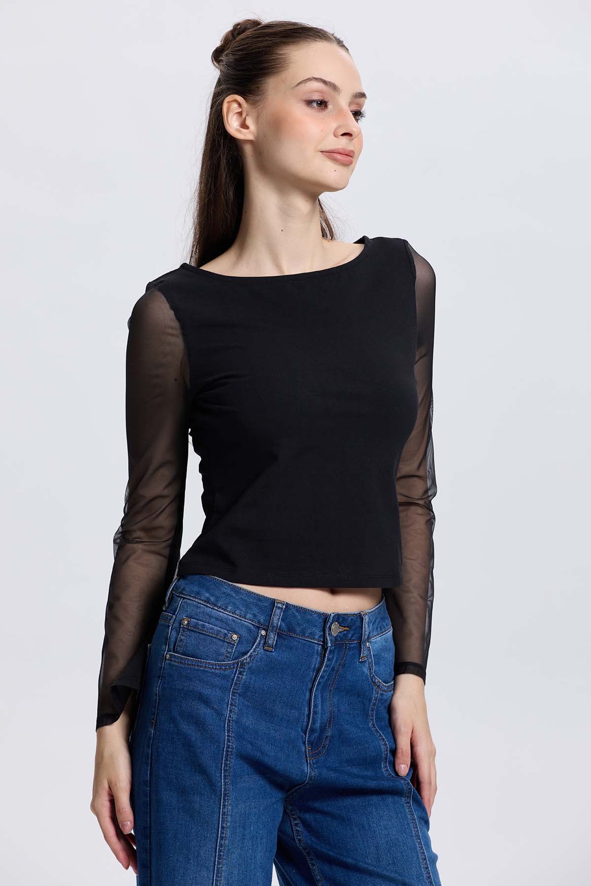 Polera Mujer Malla Negro