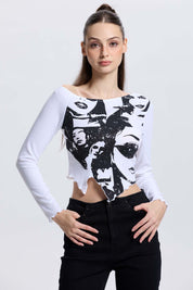 Polera Mujer Asímetrica Blanco