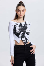 Polera Mujer Asímetrica Blanco