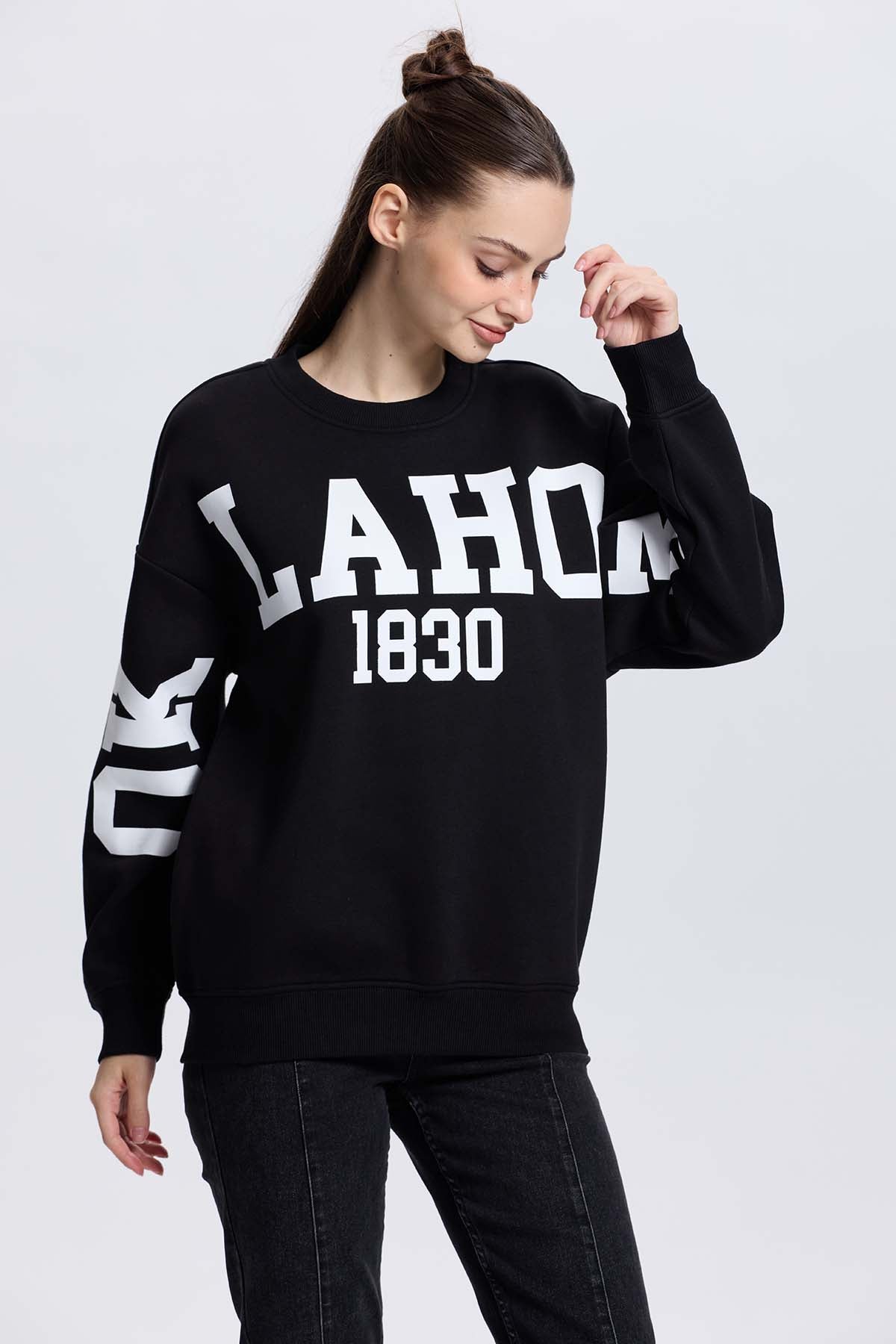 Polerón Mujer Print Mangas Negro