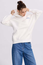 Polerón Mujer Canguro Print Crudo