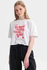 Polera Mujer Print Crop Blanco