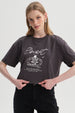 Polera Mujer Print Crop Gris Marengo