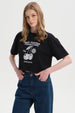 Polera Mujer Print Crop Negro