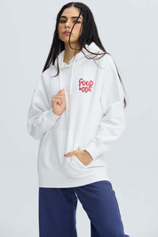 Polerón Mujer Oversize Print Crudo