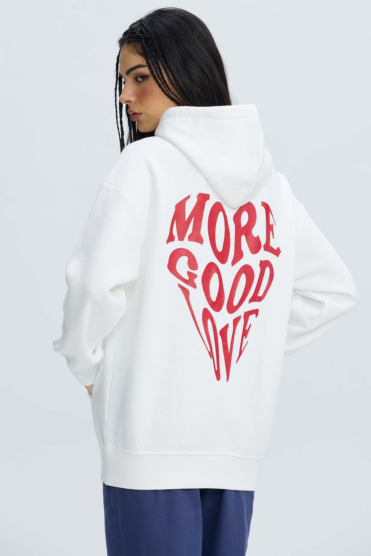 Polerón Mujer Oversize Print Crudo