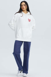 Polerón Mujer Oversize Print Crudo