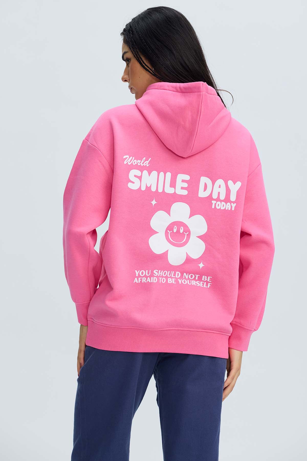 Polerón Mujer Oversize Print Rosado Claro