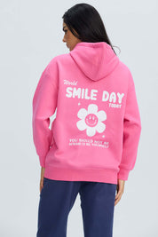 Polerón Mujer Oversize Print Rosado Claro
