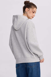 Polerón Mujer Canguro Relieve Gris Melange