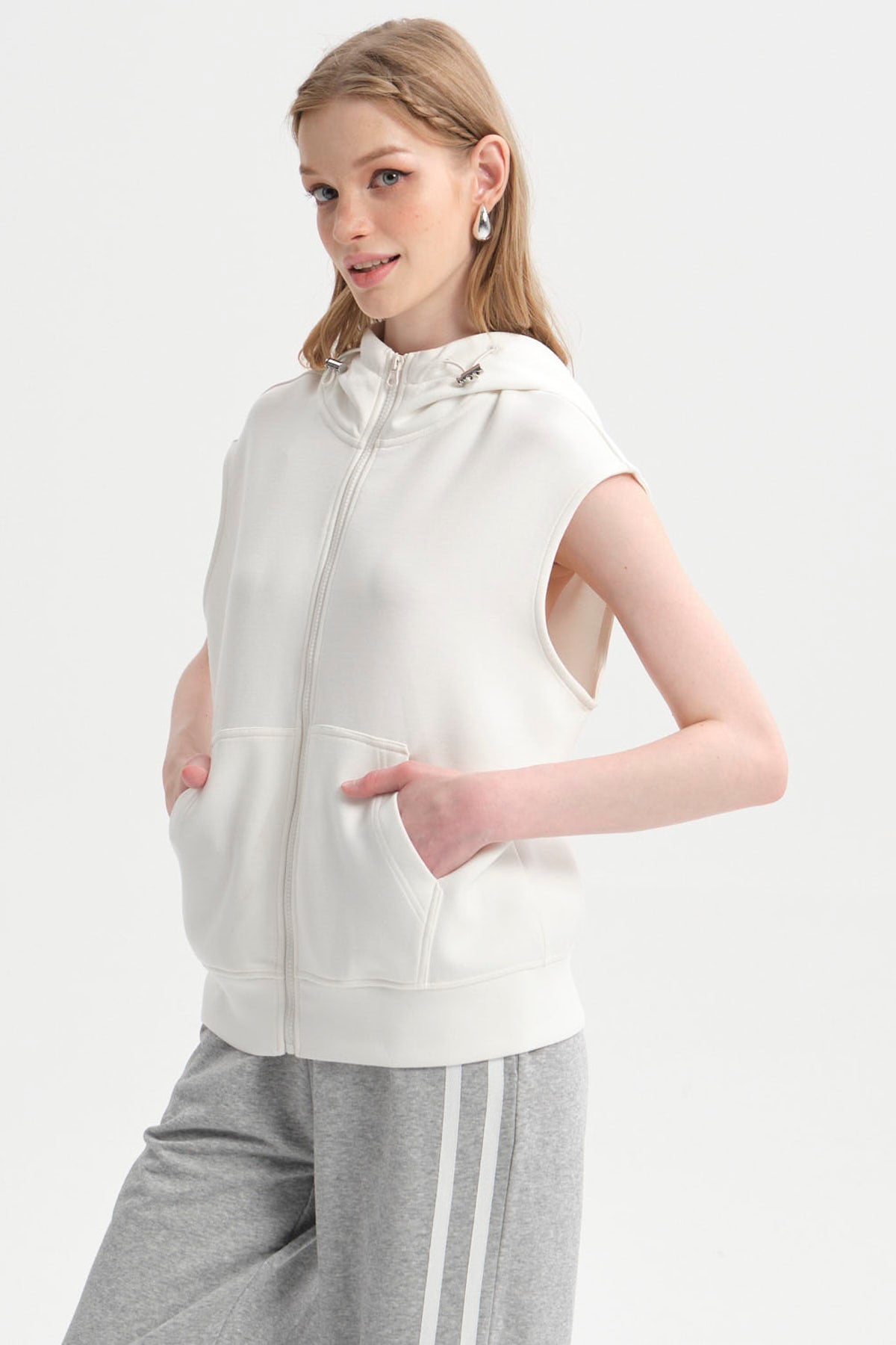 Polerón Mujer Full Zipper Crudo