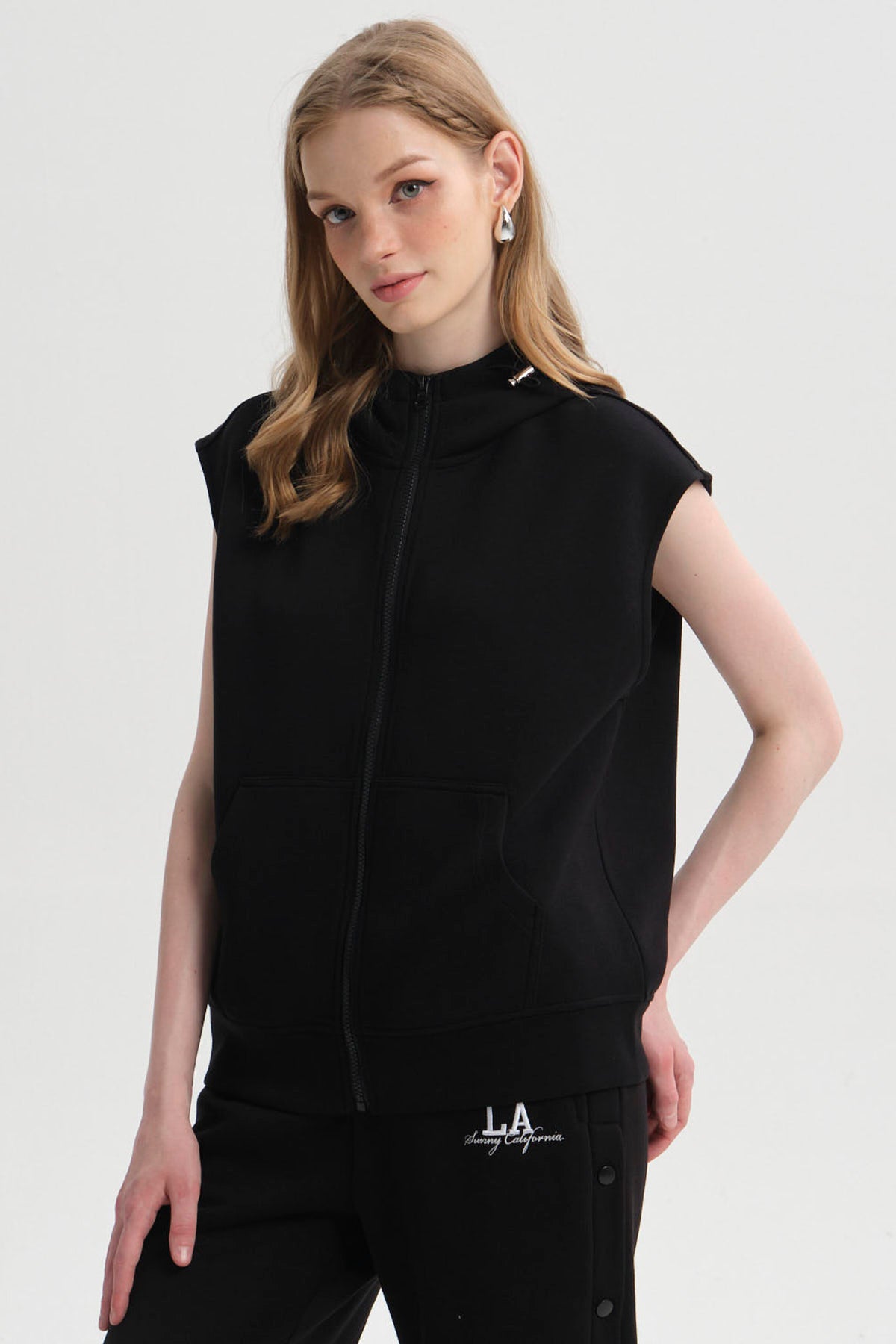 Polerón Mujer Full Zipper Negro