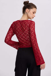 Polera Mujer Encaje Burdeo