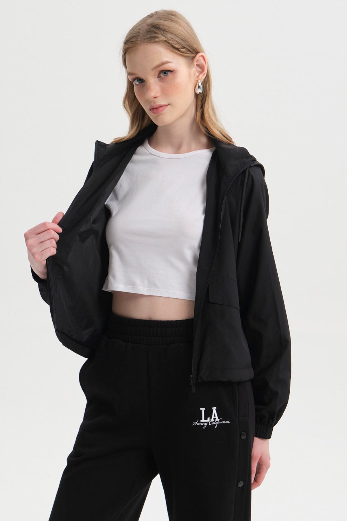 Chaqueta Mujer Cortaviento Negro