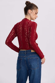 Polera Mujer Encaje Burdeo