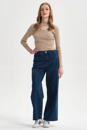 Sweater Mujer Con Aplicación Escote Beige