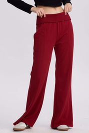 Pantalón Buzo Mujer Pretina Burdeo