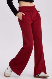 Pantalón Buzo Mujer Pretina Burdeo