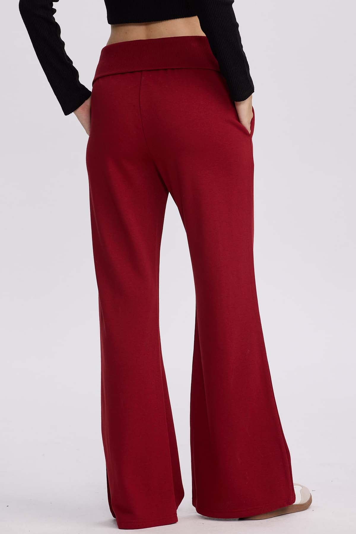 Pantalón Buzo Mujer Pretina Burdeo
