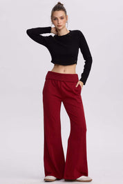 Pantalón Buzo Mujer Pretina Burdeo