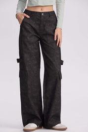 Pantalón Mujer Pu Cargo Negro