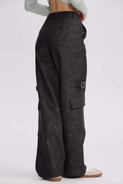 Pantalón Mujer Pu Cargo Negro