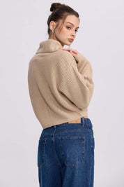 Sweater Mujer Full Zipper Beige