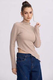 Polera Mujer Asímetrica Beige