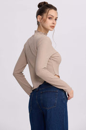 Polera Mujer Asímetrica Beige