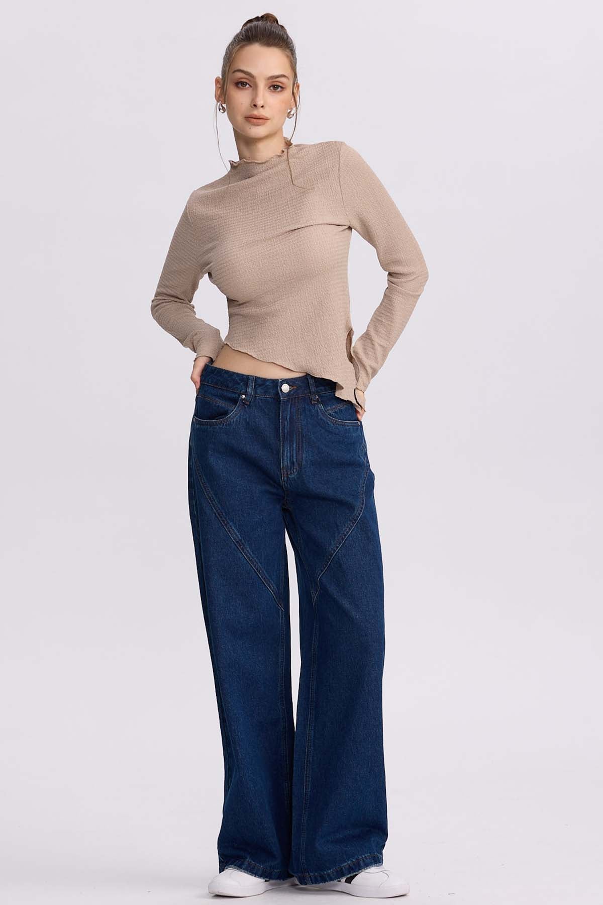 Polera Mujer Asímetrica Beige