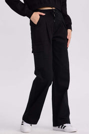 Pantalón Mujer Cargo Pinzas Negro