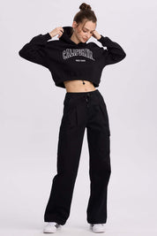 Pantalón Mujer Cargo Pinzas Negro