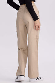 Pantalón Mujer Cargo Pinzas Beige