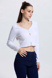 Sweater Mujer Botones Blanco