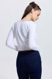 Sweater Mujer Botones Blanco