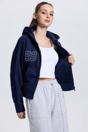 Polerón Mujer Full Zipper Azul