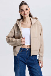 Polerón Mujer Full Zipper Beige