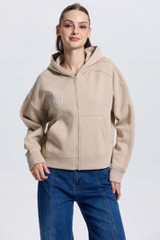 Polerón Mujer Full Zipper Beige