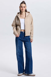 Polerón Mujer Full Zipper Beige
