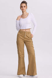 Pantalón Mujer Desflecado Camel
