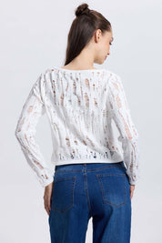 Sweater Mujer Calado Crudo