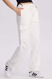 Pantalón Buzo Mujer Cargo Crema