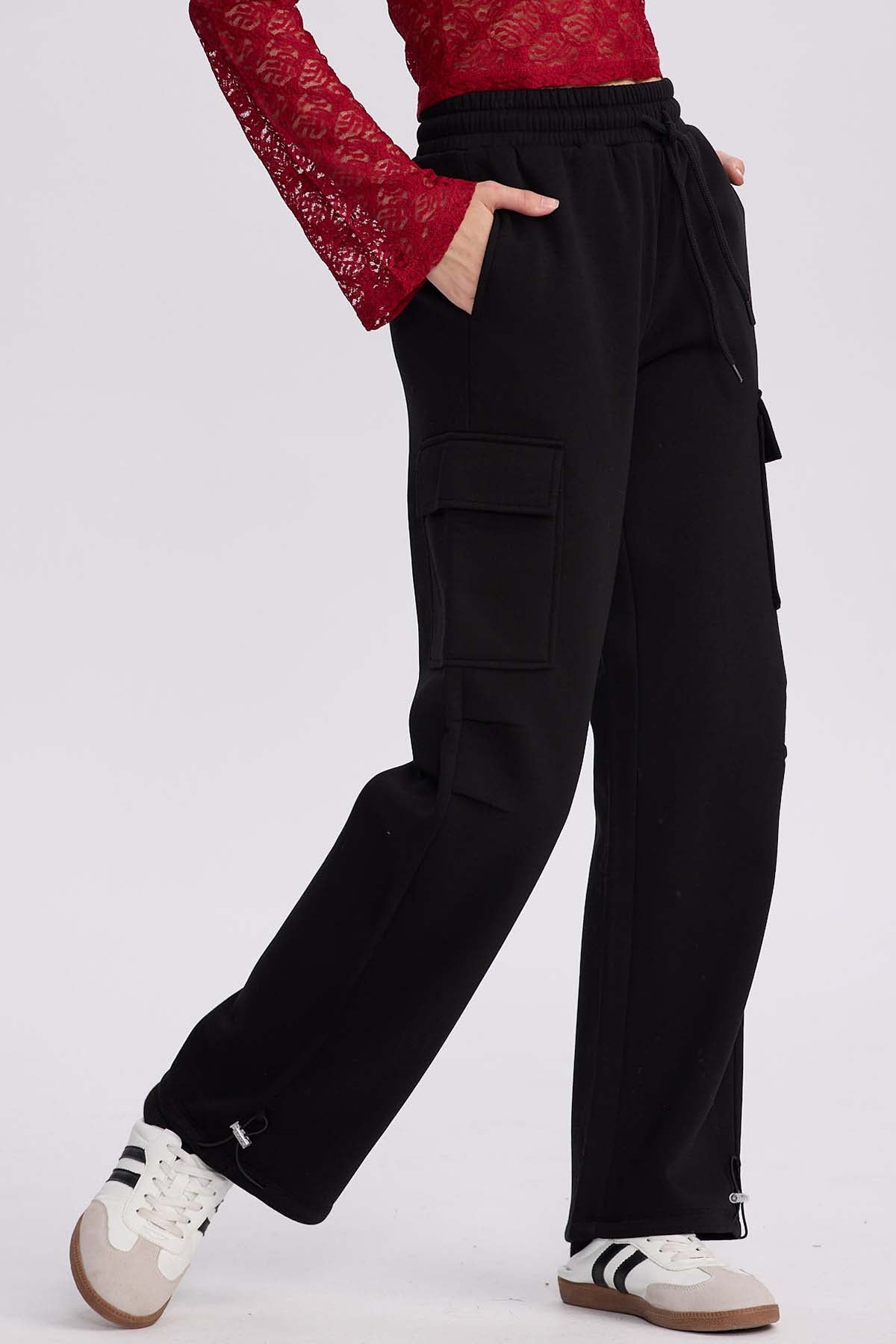 Pantalón Buzo Mujer Cargo Negro