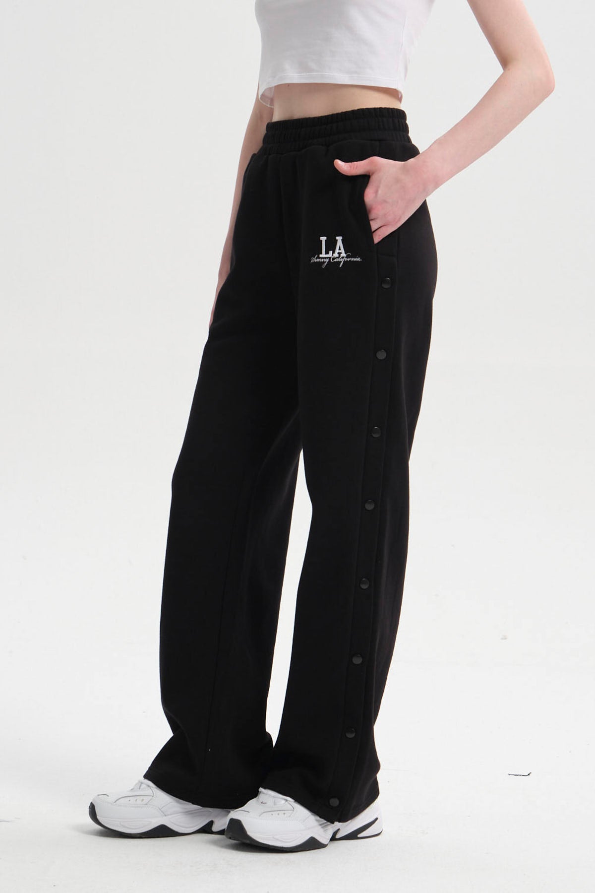 Pantalón Buzo Mujer Snaps Negro