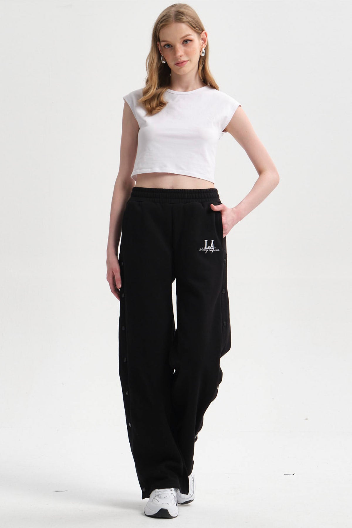Pantalón Buzo Mujer Snaps Negro
