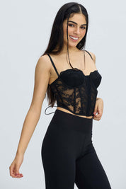 Polera Mujer Corset Negro
