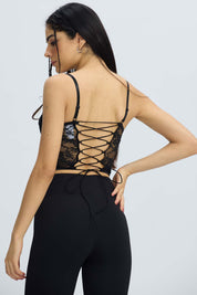 Polera Mujer Corset Negro