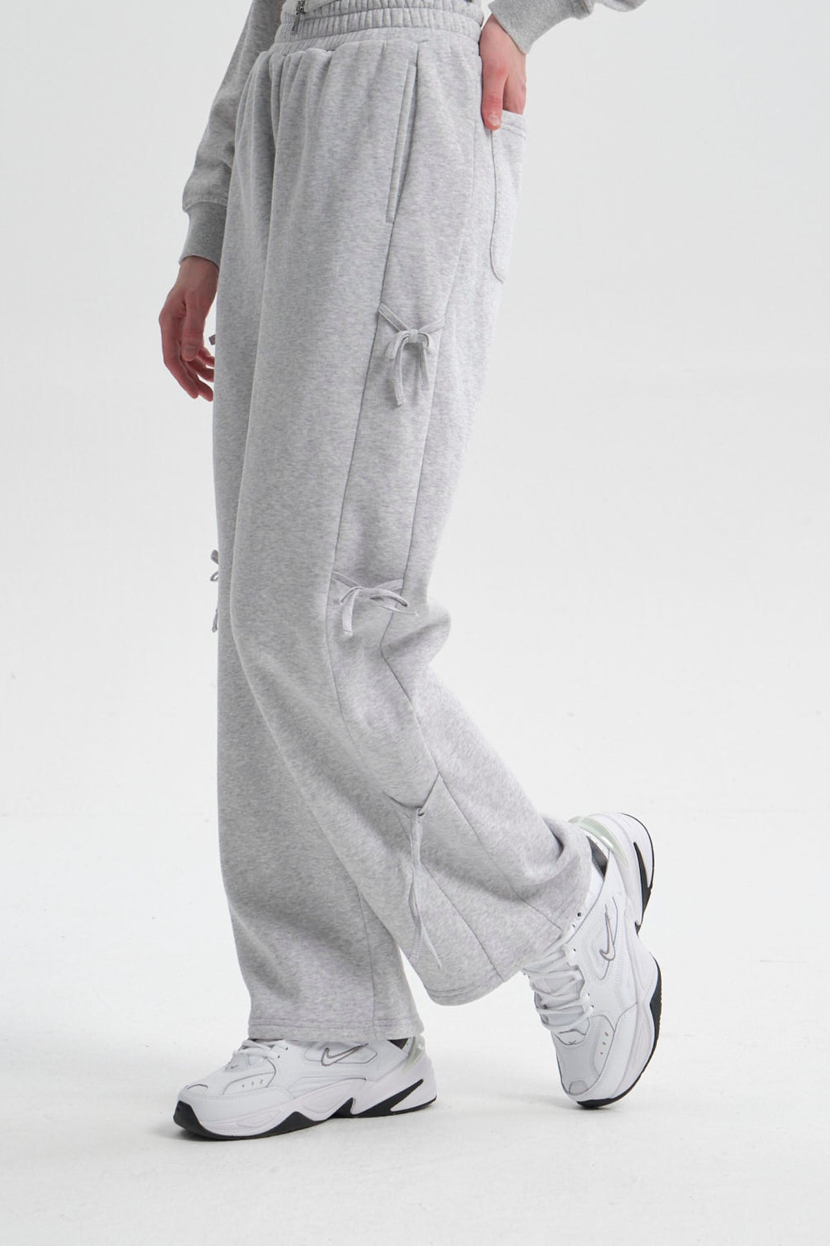 Pantalón Buzo Mujer Lacitos Gris Melange