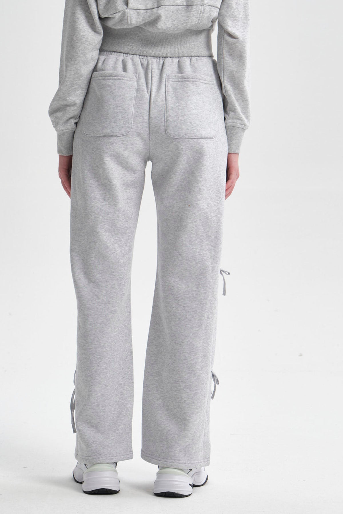 Pantalón Buzo Mujer Lacitos Gris Melange