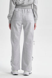 Pantalón Buzo Mujer Lacitos Gris Melange